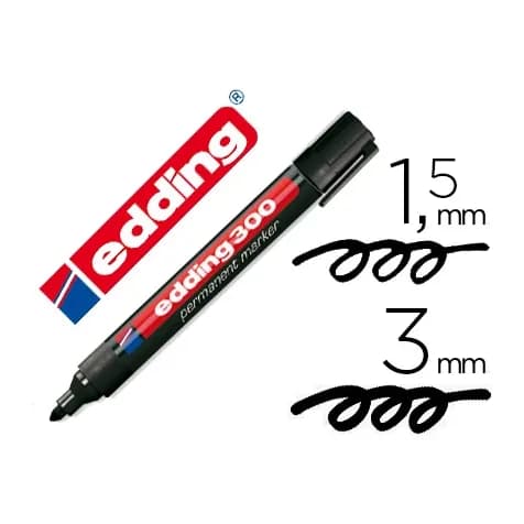 Edding Rotulador edding marcador permanente 300 negro punta redonda 1,5-3 mm recargable