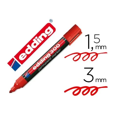 Edding Rotulador edding marcador permanente 300 rojo punta redonda 1,5-3 mm recargable