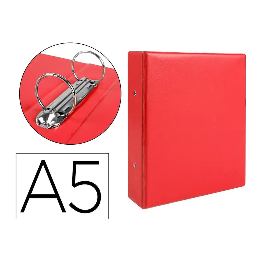 Liderpapel Carpeta de 2 anillas 40 mm redondas liderpapel a5 carton forrado pvc rojo