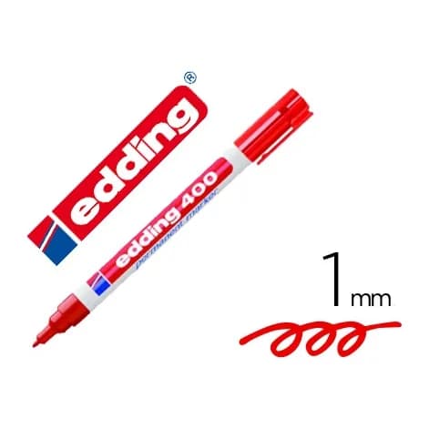 Edding Rotulador edding marcador permanente 400 rojo punta redonda 1 mm recargable