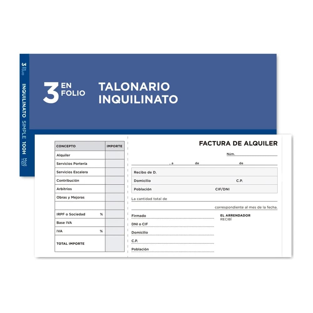 Liderpapel Talonario liderpapel inquilinato tres en folio 107 con condiciones