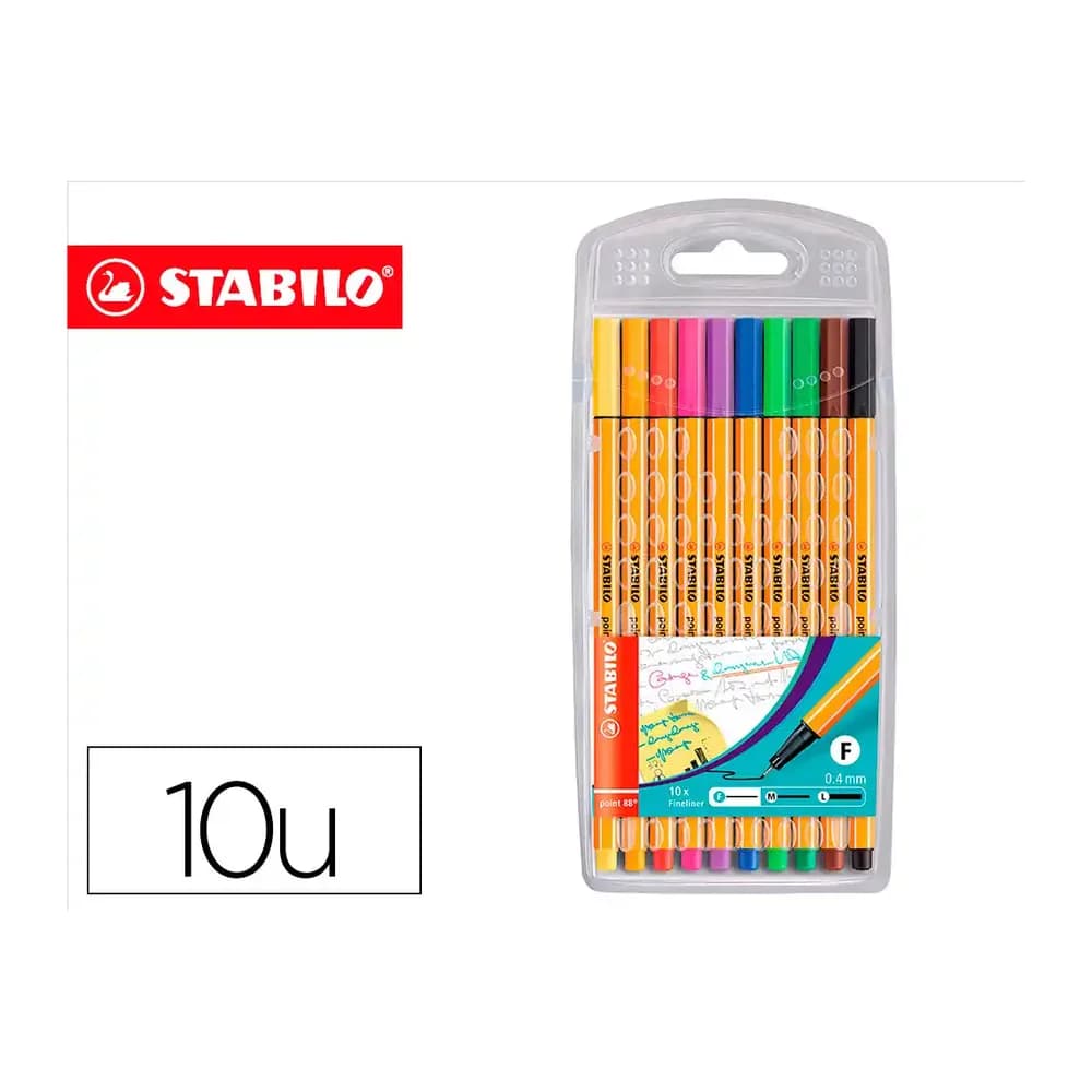 Stabilo Rotulador stabilo punta de fibra point 88 estuche de 10 unidades colores surtidos