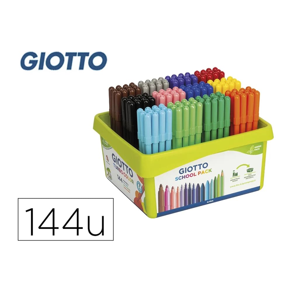 Giotto Rotulador giotto turbo color school pack de 144 unidades 12 colores x 12 unidades