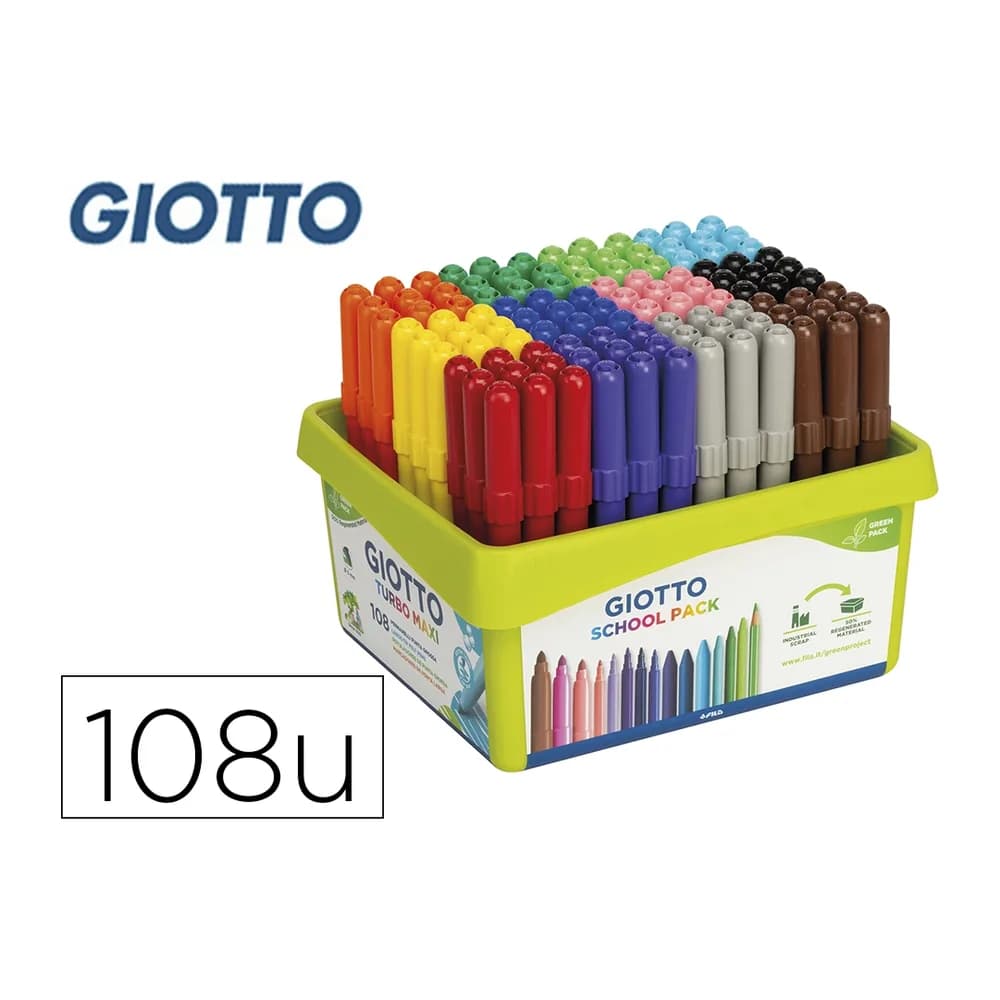 Giotto Rotulador giotto turbo maxi school pack de 108 unidades 12 colores x 9 unidades