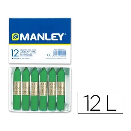 Manley Lapices cera manley unicolor verde primavera n.25 caja de 12 unidades
