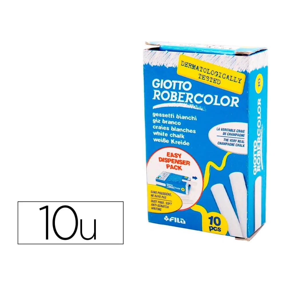 Robercolor Tiza blanca antipolvo robercolor caja de 10 unidades