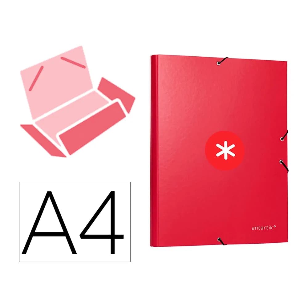 Antartik Carpeta antartik gomas tres solapas carton forrado a4 color frambuesa
