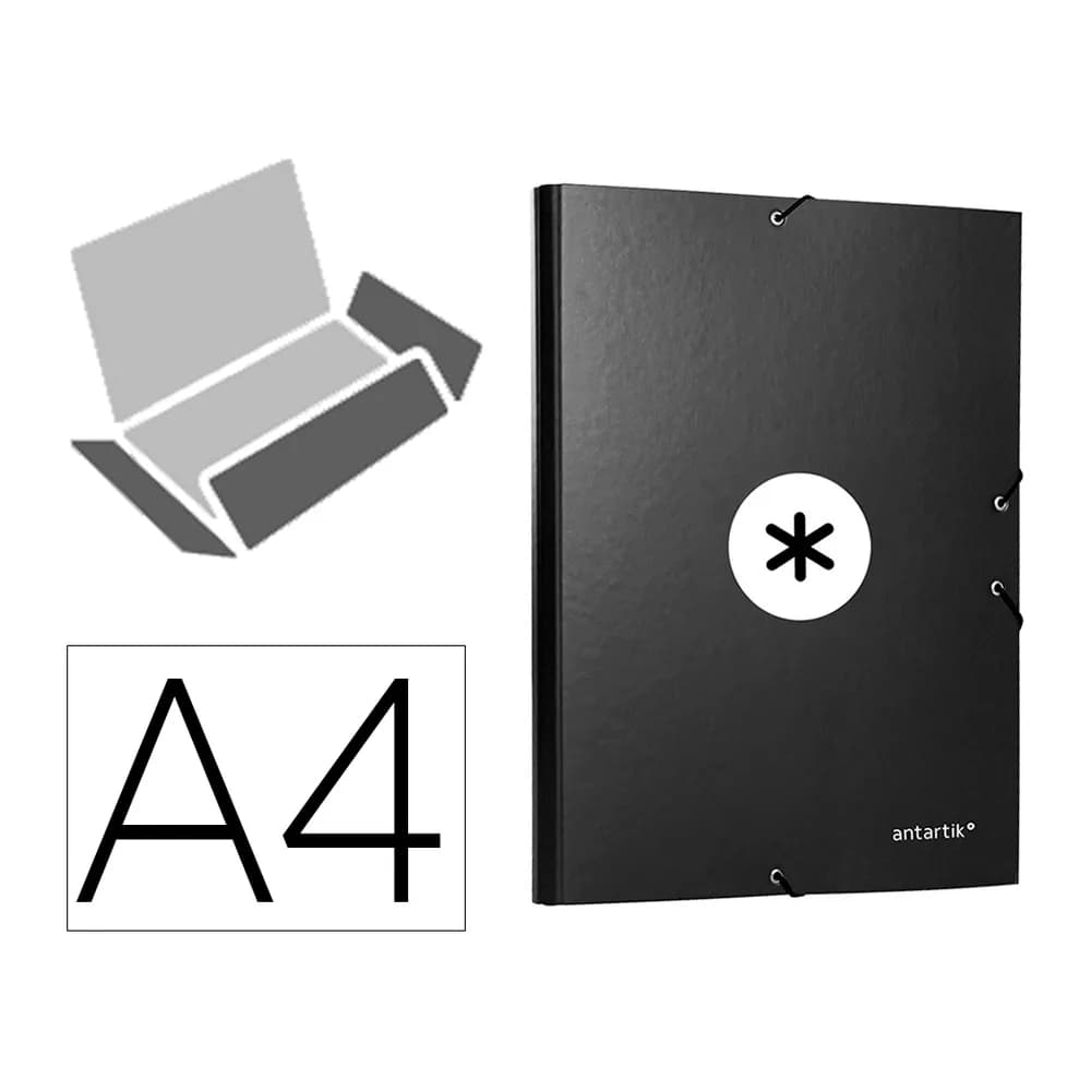 Antartik Carpeta antartik gomas tres solapas carton forrado color negro