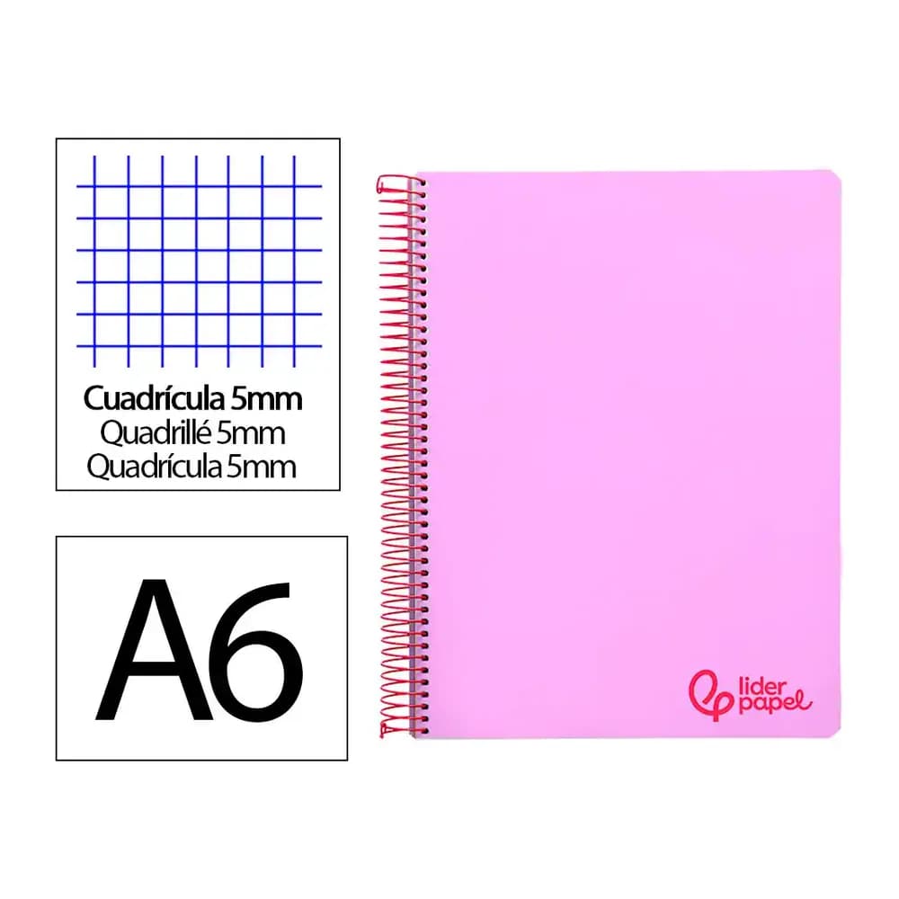 Liderpapel Cuaderno espiral liderpapel a6 micro wonder tapa plastico 120h 90 gr cuadro 5mm 4 bandas