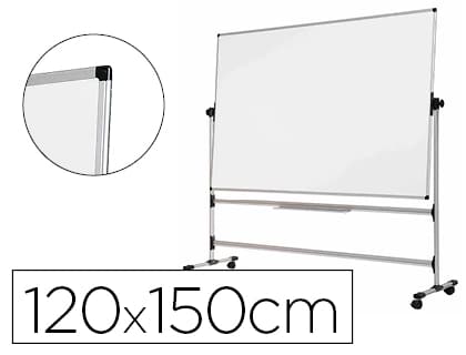 Bi-office Pizarra blanca bi-office blanca de acero vitrifricado volteable doble cara 120x150 cm