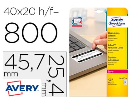 Avery Etiqueta adhesiva resistente avery 45,7x25,4 mm permanente laser blanca caja de 800 unidades