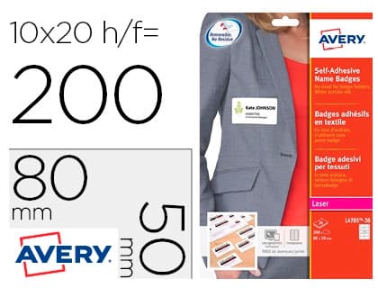 Avery Identificativo adhesivo avery acetato de seda tamaño 80x50 mm removible laser caja de 100 unidades