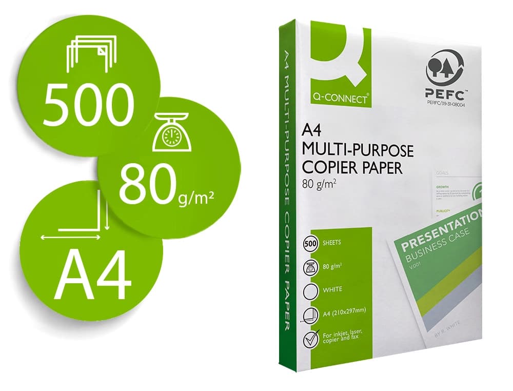 Q-connect Papel fotocopiadora q-connect faster din a4 80 gramos paquete de 500 hojas