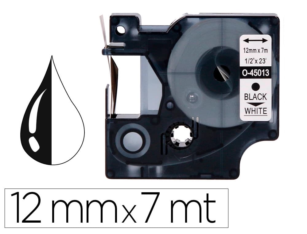 Q-connect Cinta q-connect 1000 negro-blanco 12 mm x 7 m dymo