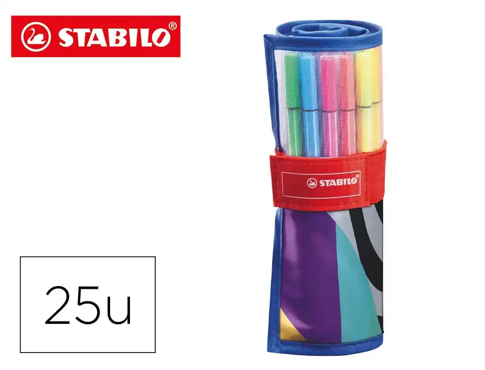 Stabilo Rotulador stabilo punta de fibra pen 68 arty estuche rollerset de 25 unidades colores surtidos