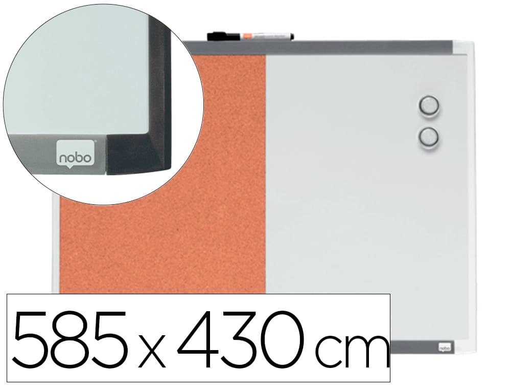 Nobo Pizarra blanca nobo magnetica con tablero de corcho 585x430 mm