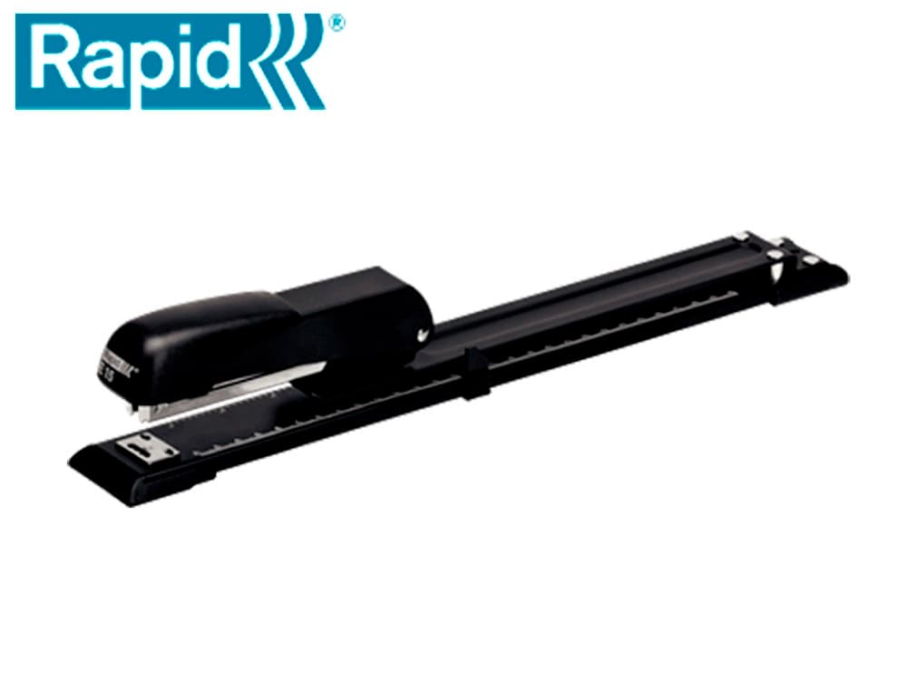 Rapid Grapadora rapid e15 metalica brazo largo capacidad 20 hojas usa grapas 24/6 y 26/26 color negro