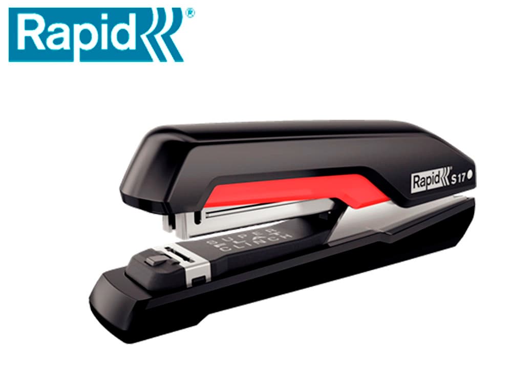 Rapid Grapadora rapid s17 fullstrip plastico capacidad de grapado 30 hojas usa grapas 24/6 y 26/6 color negro/rojo