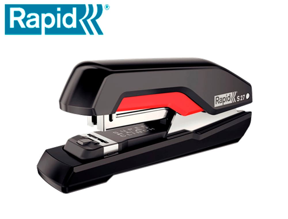 Rapid Grapadora rapid s27 fullstrip plastico capacidad de grapado 30 hojas usa grapas 24/6 y 26/6 color negro/rojo