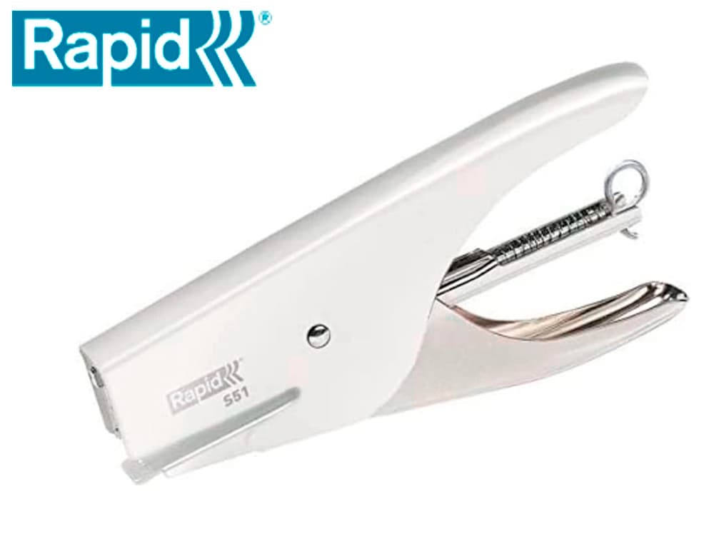 Rapid Grapadora rapid de tenaza s51 metalica capacidad de grapado 15 hojas usa grapas 21/4 cromada
