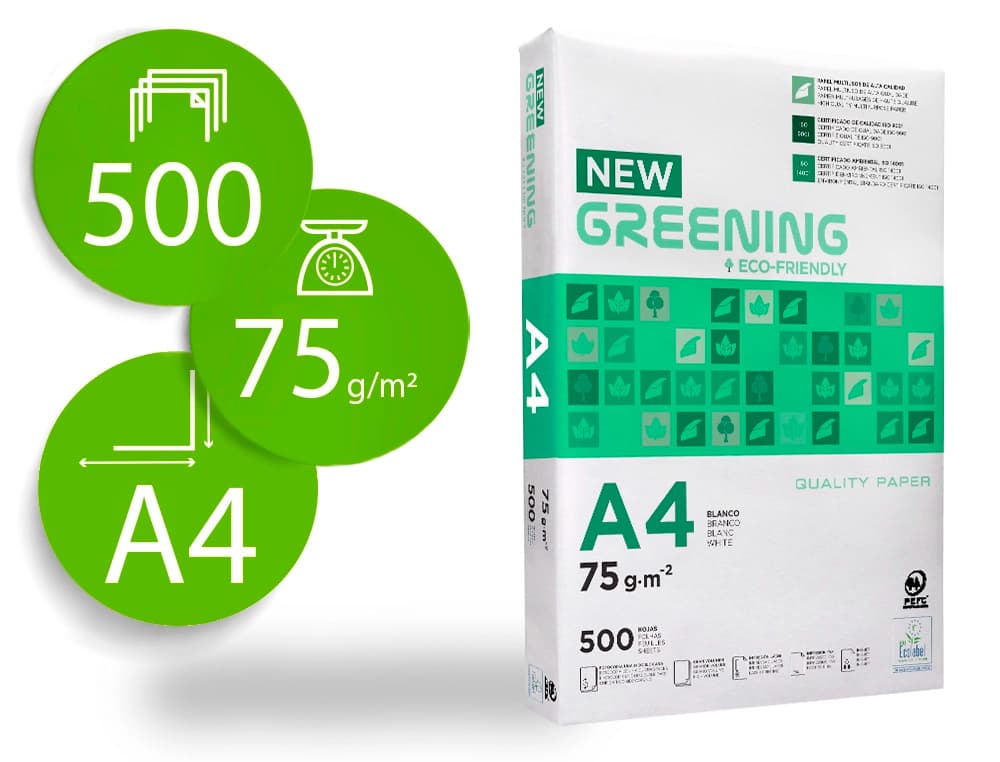 Greening copy Papel fotocopiadora greening din a4 75 gramos paquete de 500 hojas
