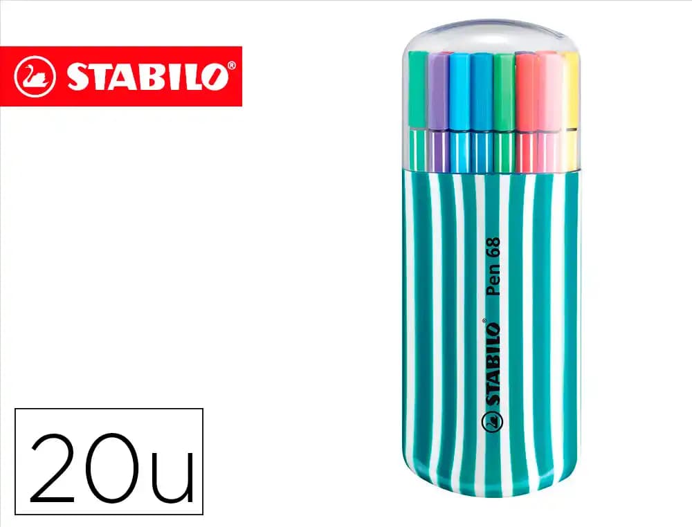 Stabilo Rotulador stabilo punta de fibra pen 68 zebrui turquesa estuche de 20 unidades colores surtidos