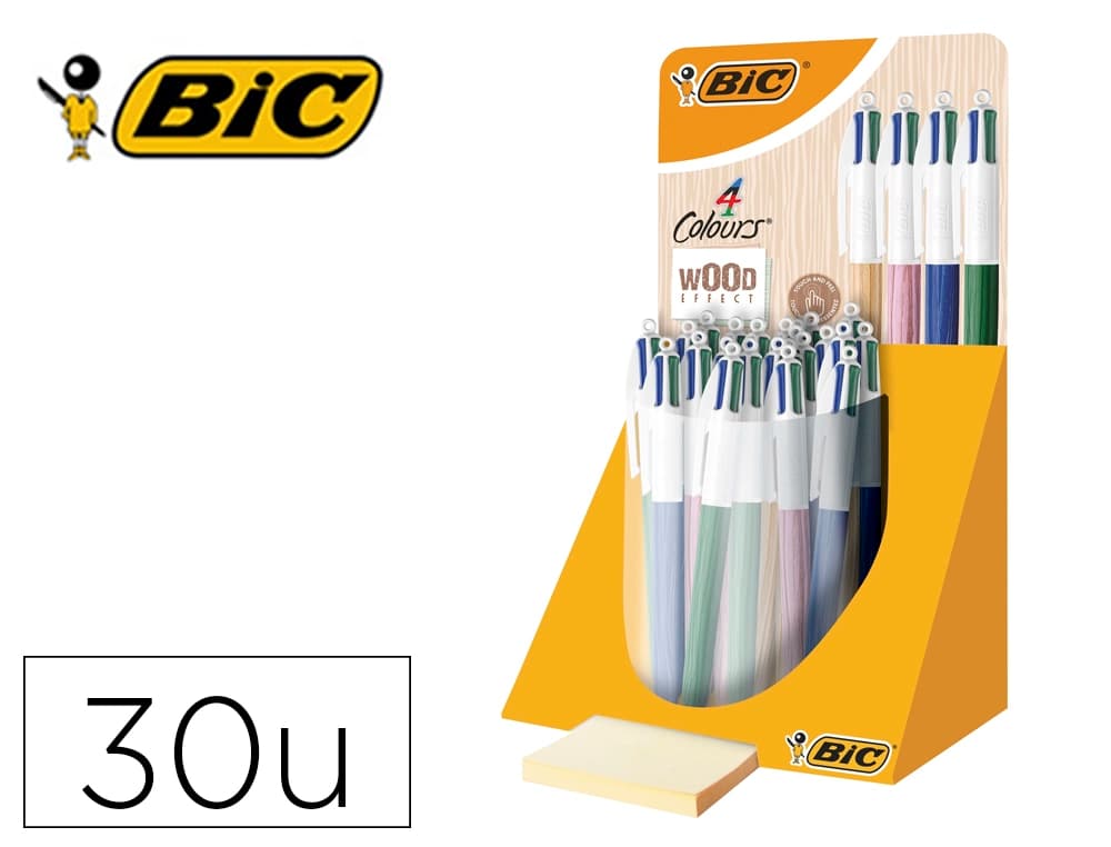 Bic Boligrafo bic cuatro colores wood expositor de 30 unidades colores surtidos