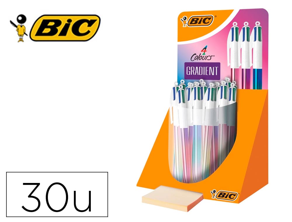 Bic Boligrafo bic cuatro colores gradiente expositor de 30 unidades colores surtidos