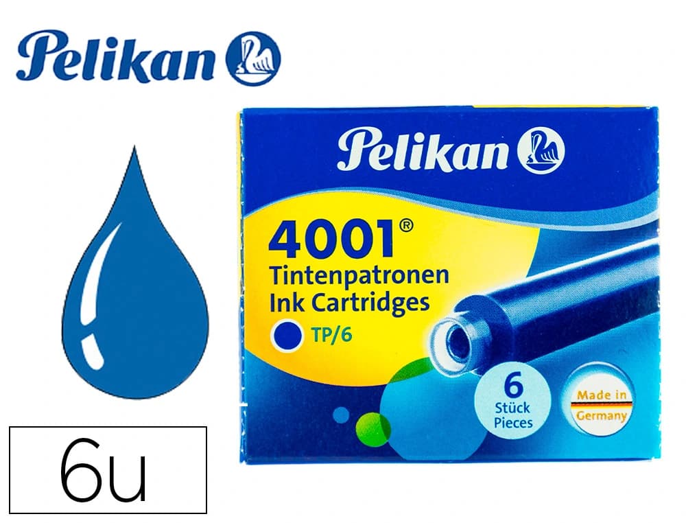 Pelikan Tinta para plumas pelikan azul real caja 6 cartuchos