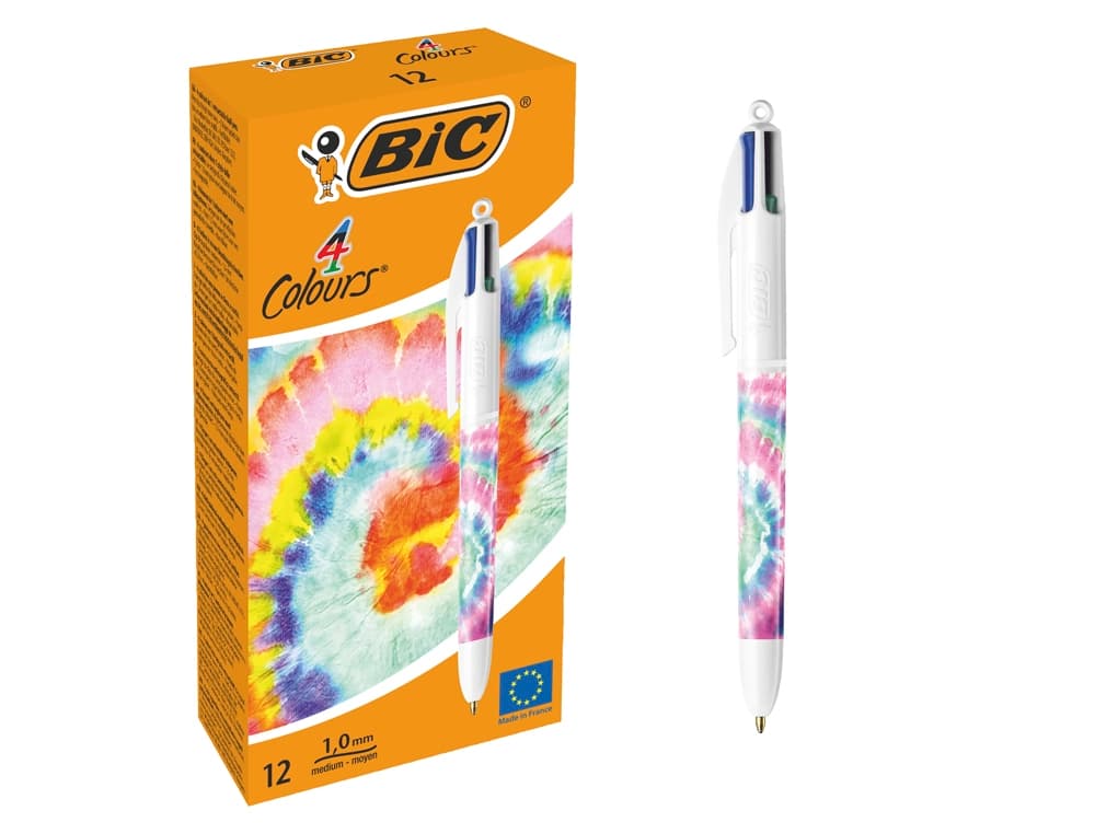 Bic Boligrafo bic cuatro colores tiedye pastel punta de 1 mm caja de 12 unidades