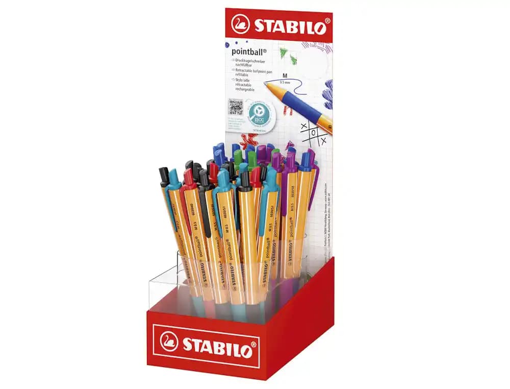 Stabilo Boligrafo stabilo pointball retractil tinta aceite trazo 0,5 mm expositor de 38 unidades colores surtidos