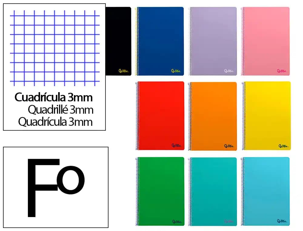 Liderpapel Cuaderno espiral liderpapel a4 smart tapa blanda 80h 75gr cuadro 3 mm con margen colores surtidos