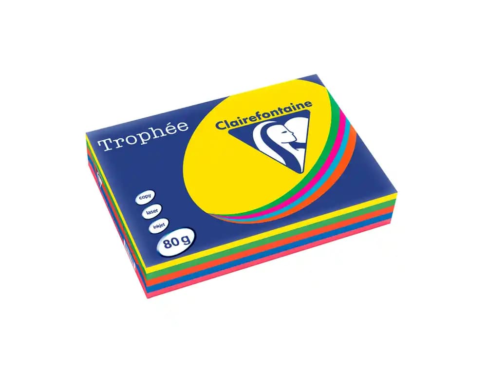 Trophee Papel color trophee a4 80gr 5 colores surtidos intensos paquete de 500 hojas (100 hojas x color)