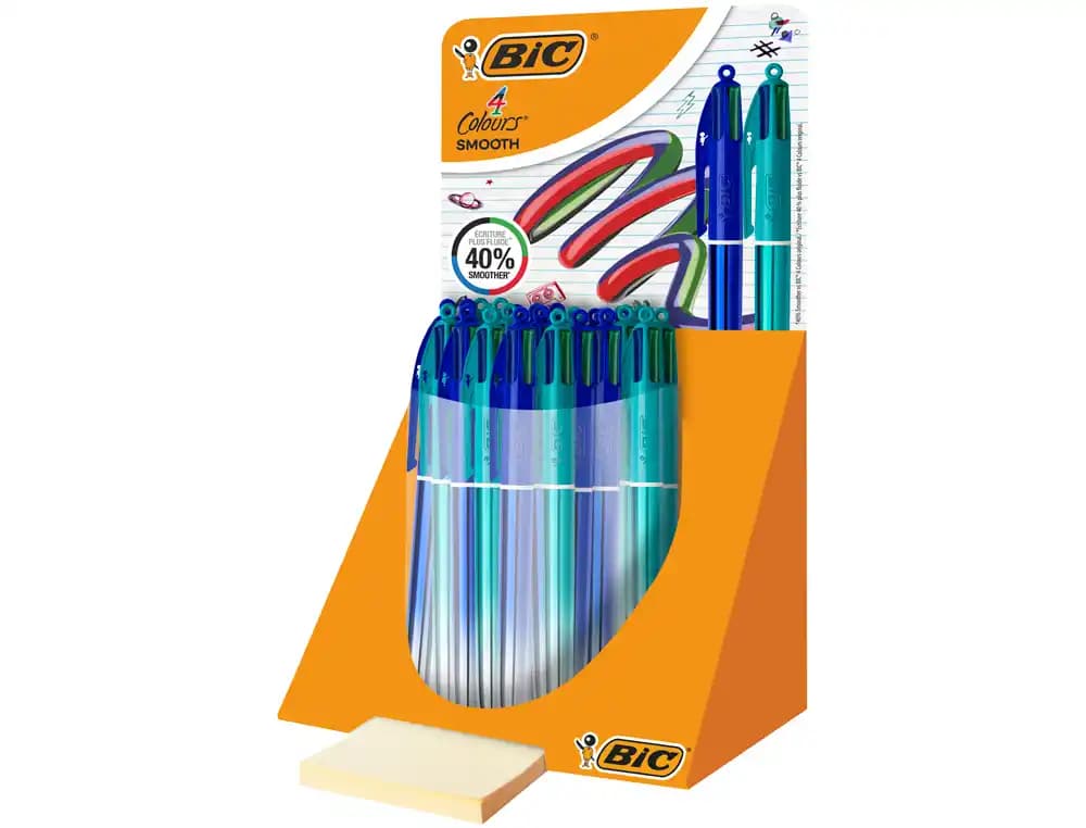 Bic Boligrafo bic cuatro colores smooth gradiente expositor de 30 unidades colores surtidos