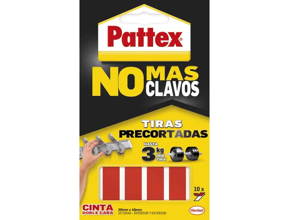 Patex Cinta adhesiva doble cara pattex precortada extra fuertehasta 3 kg 20 x 40 mm blister de 12 unidades