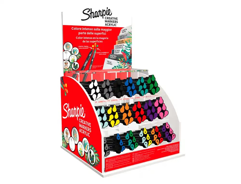 Sharpie Rotulador sharpie acrilico punta fina expositor de 144 unidades colores surtidos