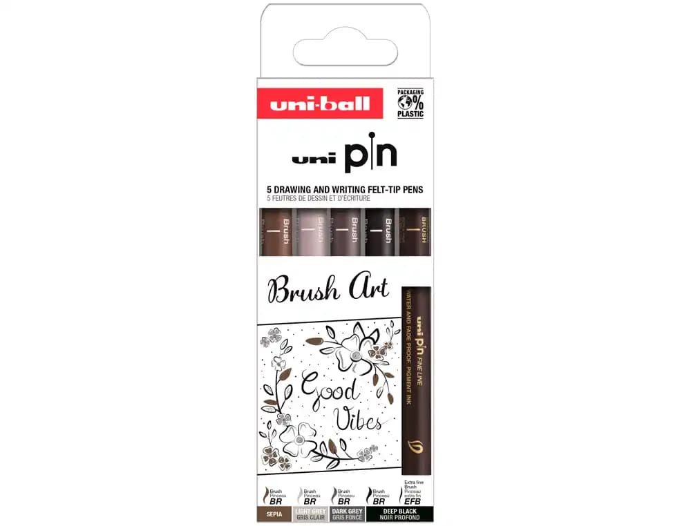 Uniball Rotulador uniball pin punta pincel flexible blister de 5 unidades colores surtidos