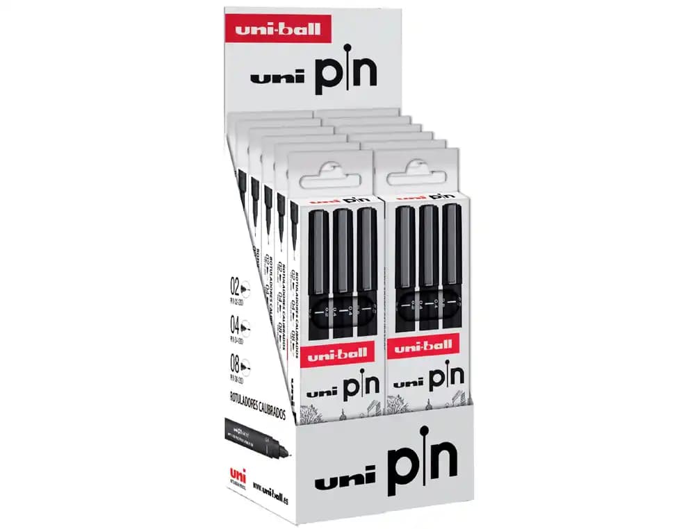 Uniball Rotulador uniball pin calibrado micrometrico color negro expositor de 12 blister de 3 unidades