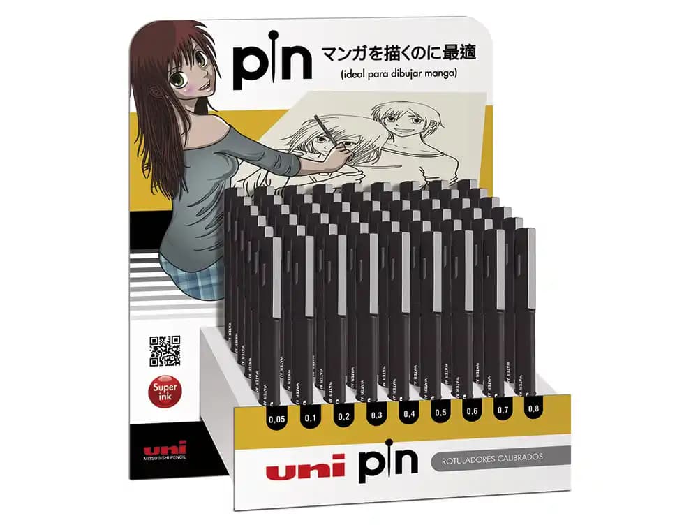 Uniball Expositor rotulador uniball pin calibrado micrometrico color negro expositor de 54 unidades surtidas