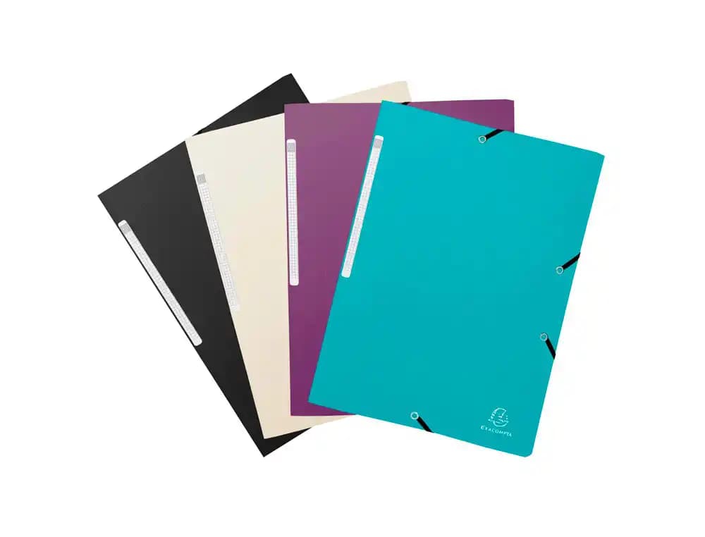 Exacompta Carpeta exacompta gomas polipropileno titanio reciclado tres solapas din a4 pack de 4 unidades colores