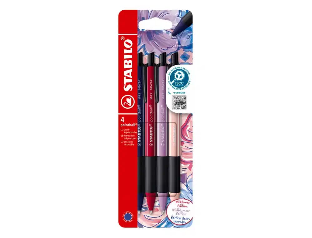 Stabilo Boligrafo stabilo nature colors wildflower retractil blister de 4 unidades colores surtidos