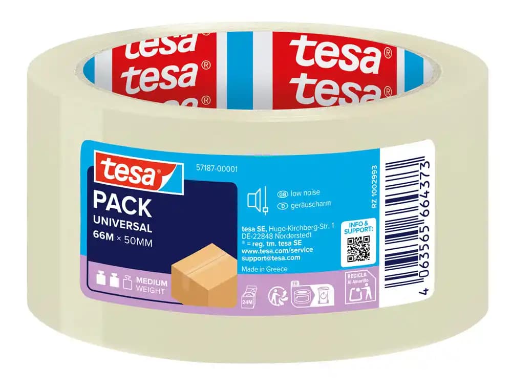 Tesa Cinta adhesiva tesa transparente polipropileno 66 m x 50 mm para embalaje