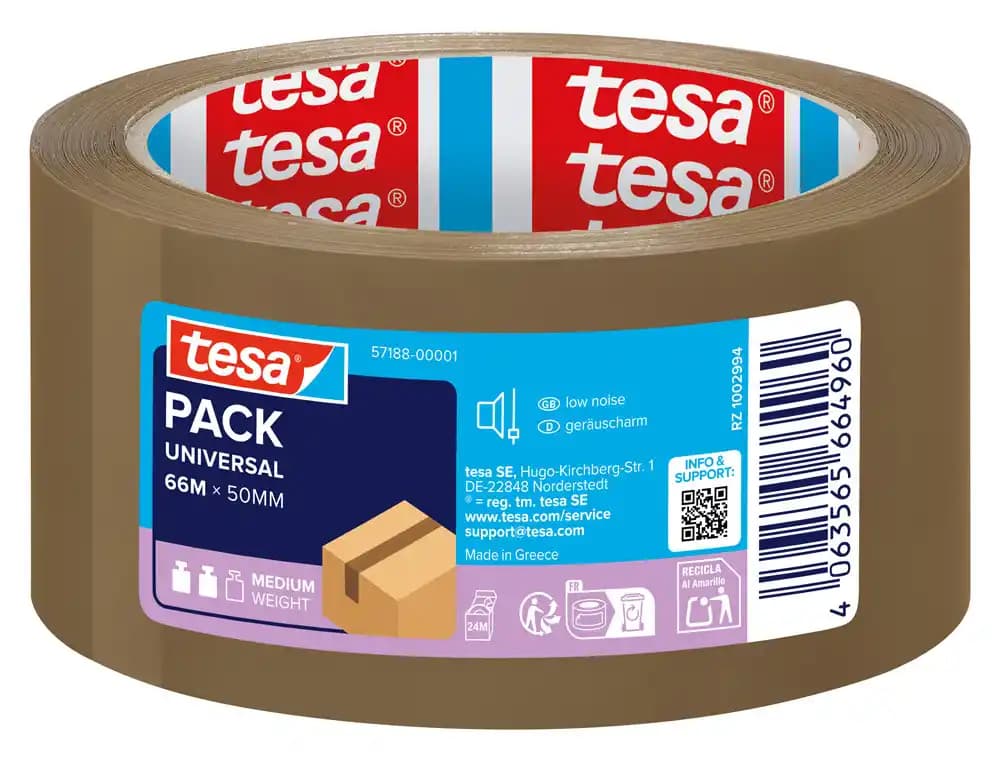Tesa Cinta adhesiva tesa marron polipropileno 66 m x 50 mm para embalaje