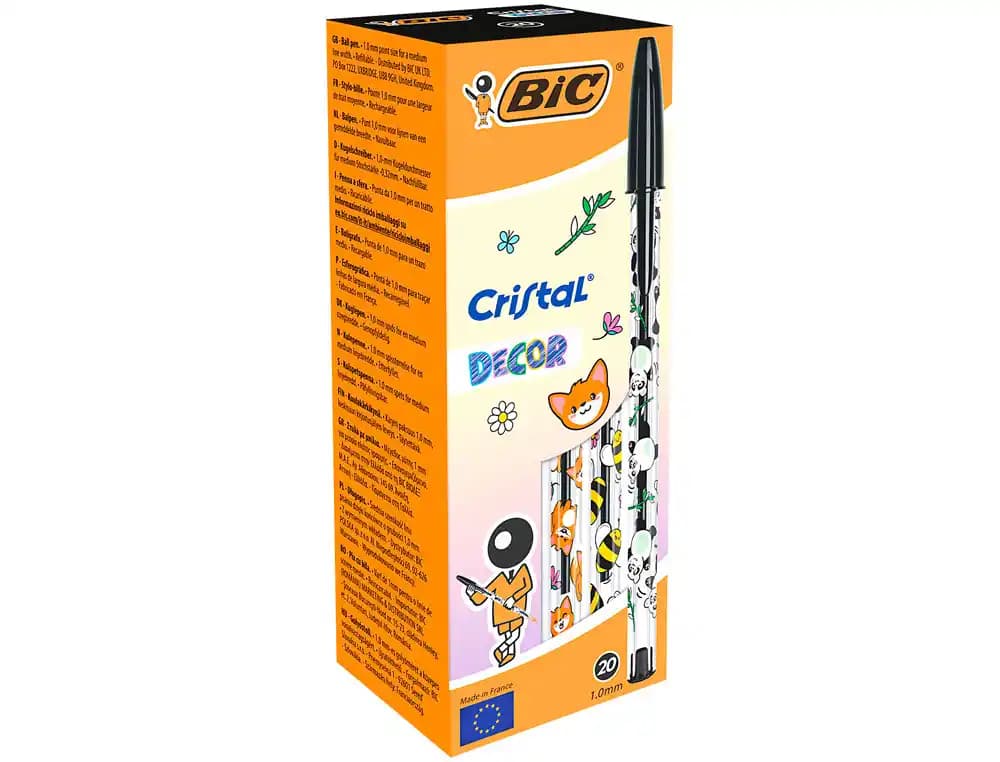 Bic Boligrafo bic cristal kawaii negro punta 1 mm