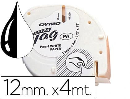 Dymo Cinta dymo papel 12mmx4mt negro/blanco para letratag