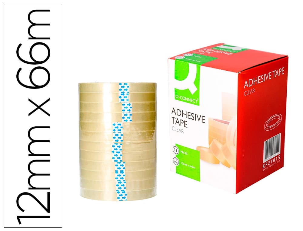 Q-connect Cinta adhesiva q-connect transparente 66 m x 12 mm