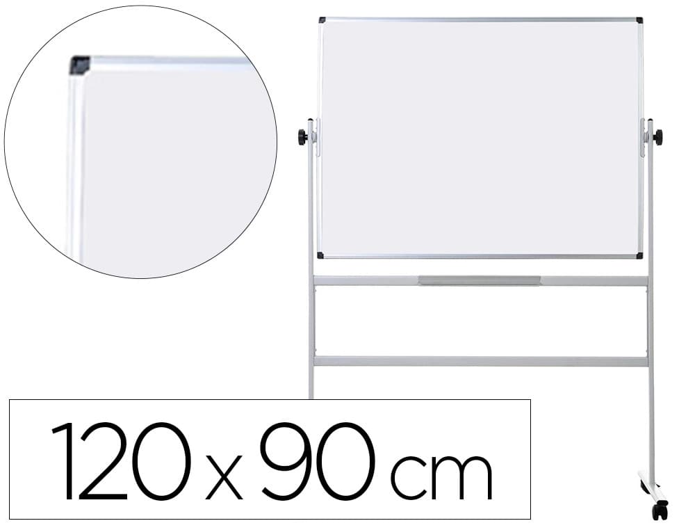 Q-connect Pizarra blanca q-connect doble cara melamina marco de aluminio 120x90 cm giratoria