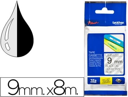 Brother Cinta brother tze121 transparente-negro 9mm longitud 8 m