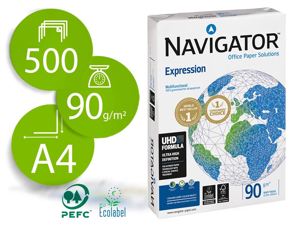 Navigator Papel fotocopiadora navigator din a4 90 gramos paquete de 500 hojas