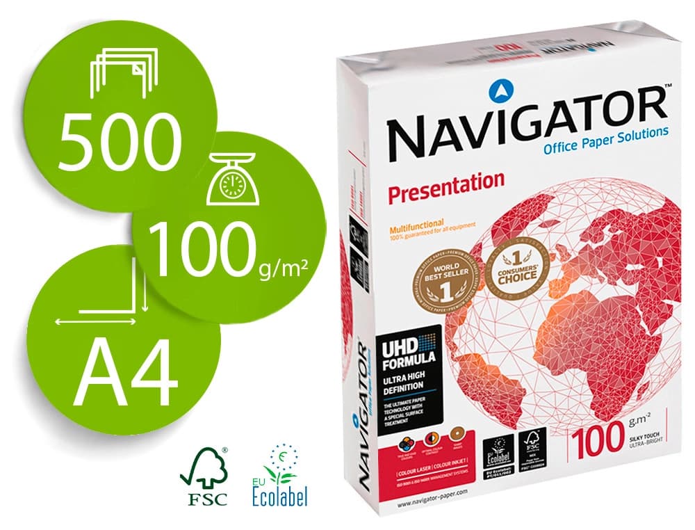 Navigator Papel fotocopiadora navigator din a4 100 gramos papel multiuso ink-jet y laser paquete de 500 hojas